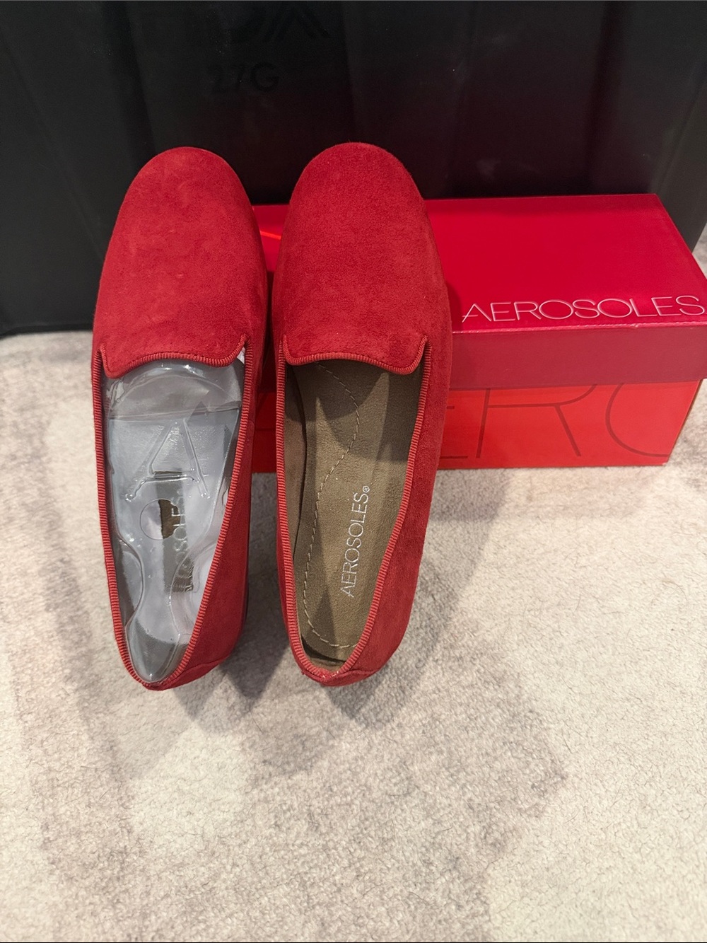 AEROSOLES Red Suede Slip-On Loafers